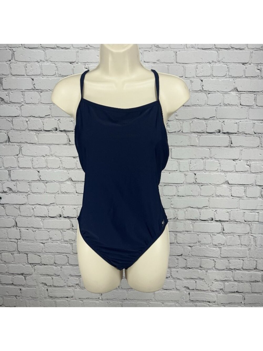 NWT Speedo Navy Repreve Peacoat One Piece Swimsuit Shelf Bra Swim UPF 12/38